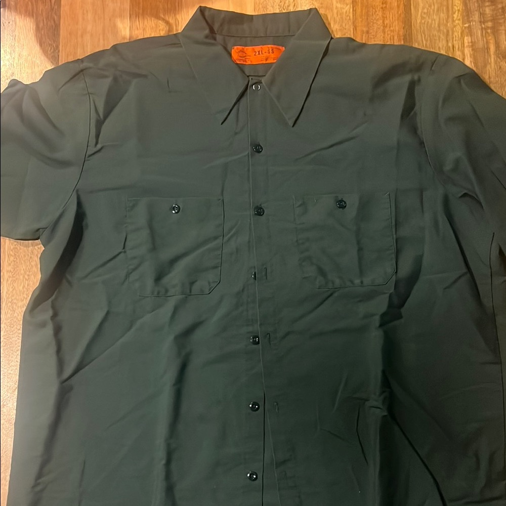 Men's Casual Button Down Shirt - Dark Green